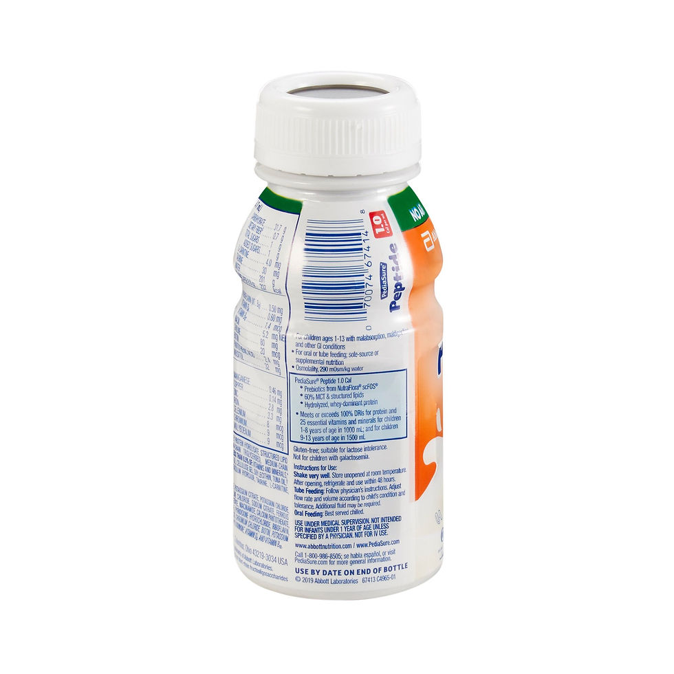 PediaSure® Peptide 1.0 Cal Peptide-Based Nutrition, 8-ounce bottle - MCK-1143669_facts.jpg