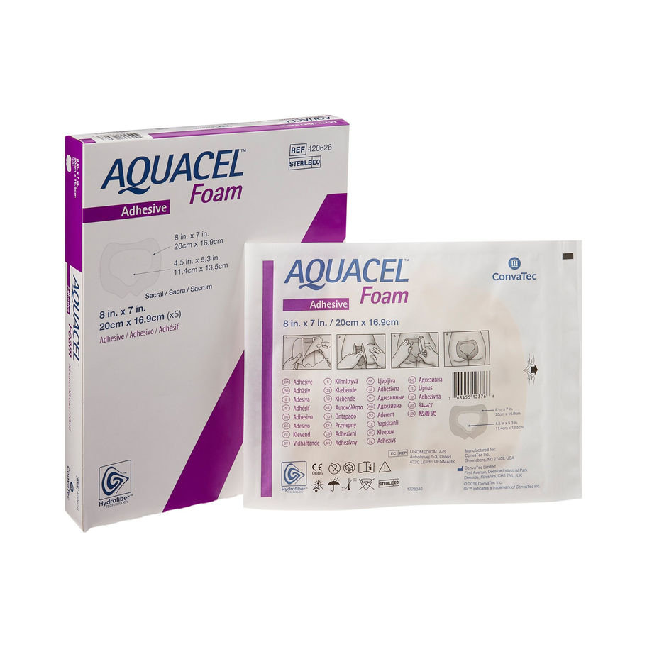 Aquacel® Silicone Adhesive with Border Silicone Foam Dressing, 7 x 8 Inch - MCK-802599_ppkgleft.jpg
