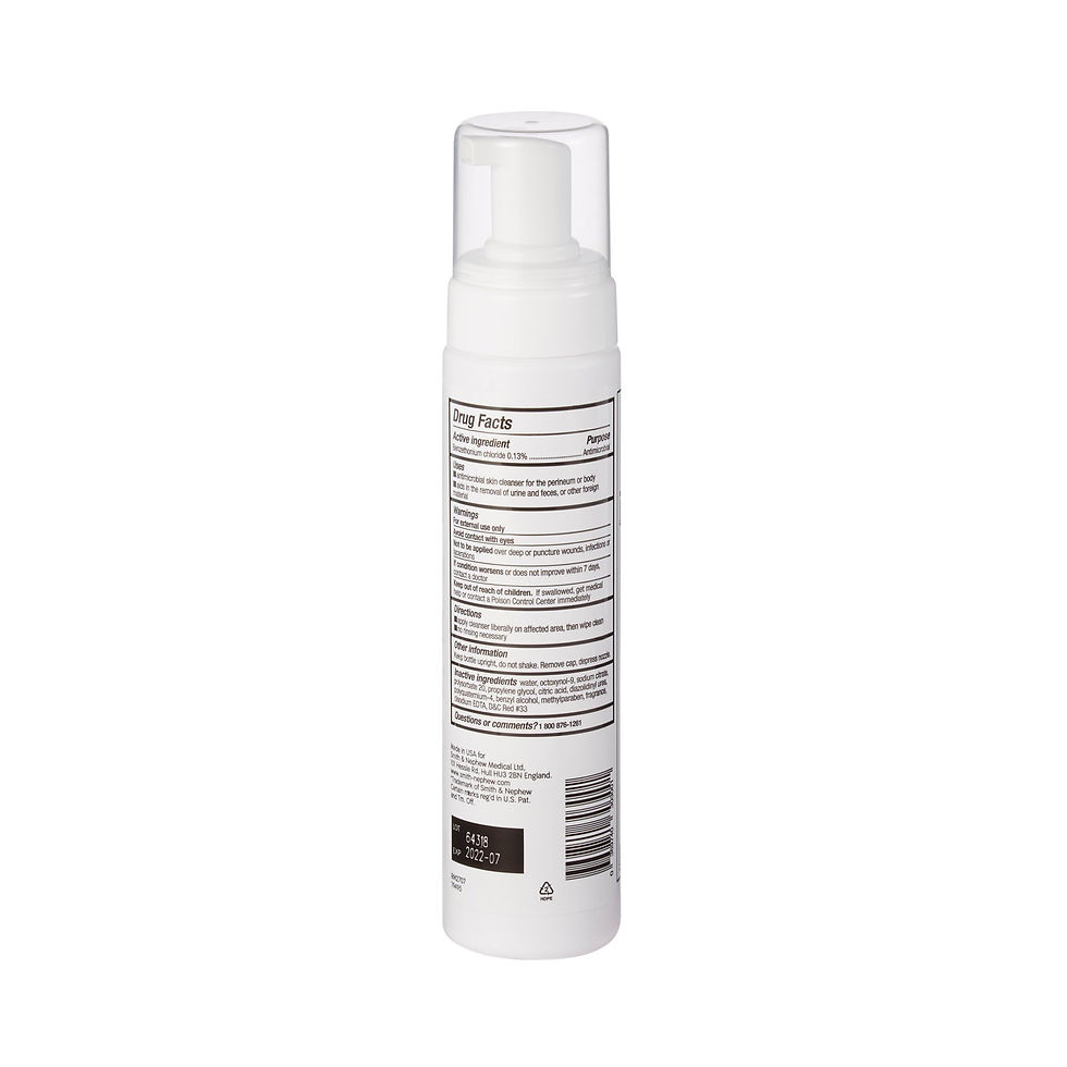 Secura Rinse-Free Foaming Body Wash, Antimicrobial, Scented, 8.5-oz. Pump Bottle - MCK-703360_facts.jpg