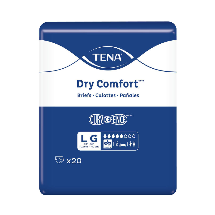 Tena® Dry Comfort™ Briefs with Curvdefence™, Large, 40 – 56 Inch, Five Drops - MCK-1245725_pkgfront.jpg