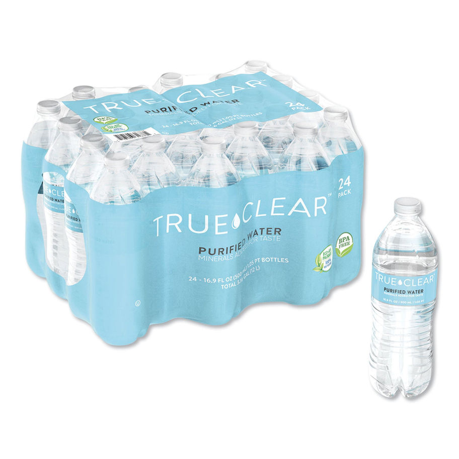 True Clear® Purified Water, 16.9-ounce bottle - MCK-1196258_ppkgleft.jpg
