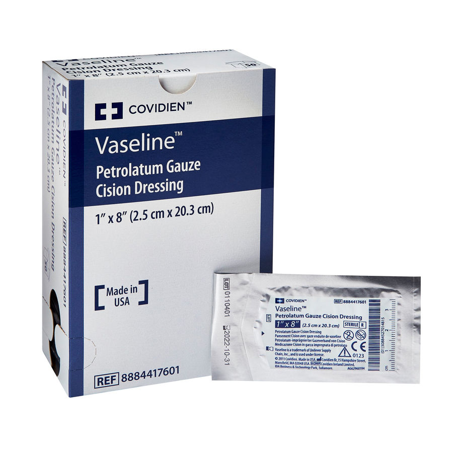 Vaseline® Petrolatum Impregnated Dressing, 1 x 8 Inch - MCK-167694_ppkgleft.jpg