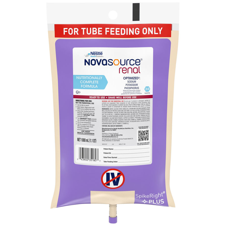 Novasource® Renal Ready to Hang Tube Feeding Formula, 33.8 oz. Bag - MCK-693720_front.jpg