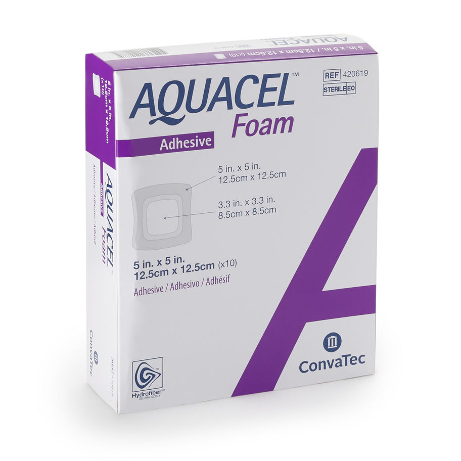 Aquacel® Silicone Adhesive with Border Silicone Foam Dressing, 5 x 5 Inch - MCK-802594_pkgleft.jpg