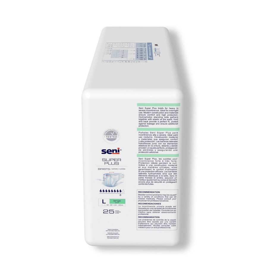 Seni® Super Plus Overnight Heavy to Severe Absorbency Incontinence Brief, Large - MCK-1163871_pkgside_.jpg