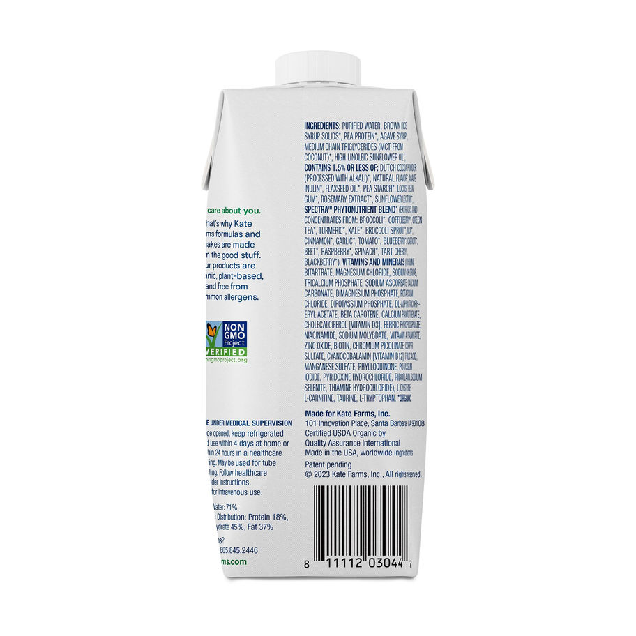 Kate Farms® Standard 1.4 Chocolate Sole-Source Nutrition Formula, 11-oz. carton - MCK-1214421_back.jpg