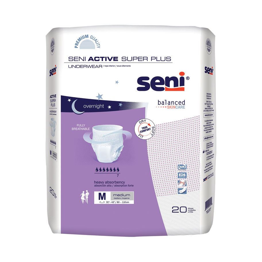 Seni® Active Super Plus Overnight Heavy Absorbent Underwear, Medium - MCK-1163859_pkgfront.jpg