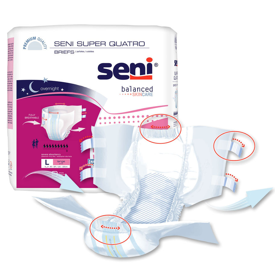 Seni® Super Quatro Severe Absorbency Incontinence Brief, Large - MCK-1163835_ppkgfront_.jpg