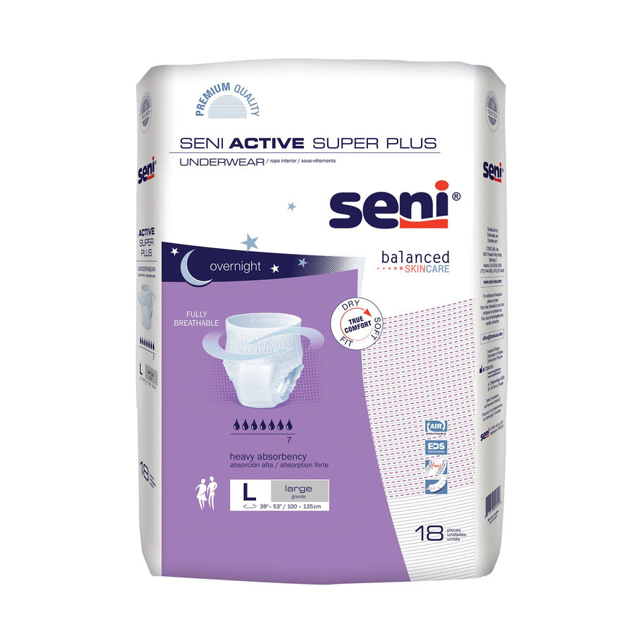 Seni® Active Super Plus Overnight Heavy Absorbent Underwear, Large - MCK-1163858_pkgfront.jpg