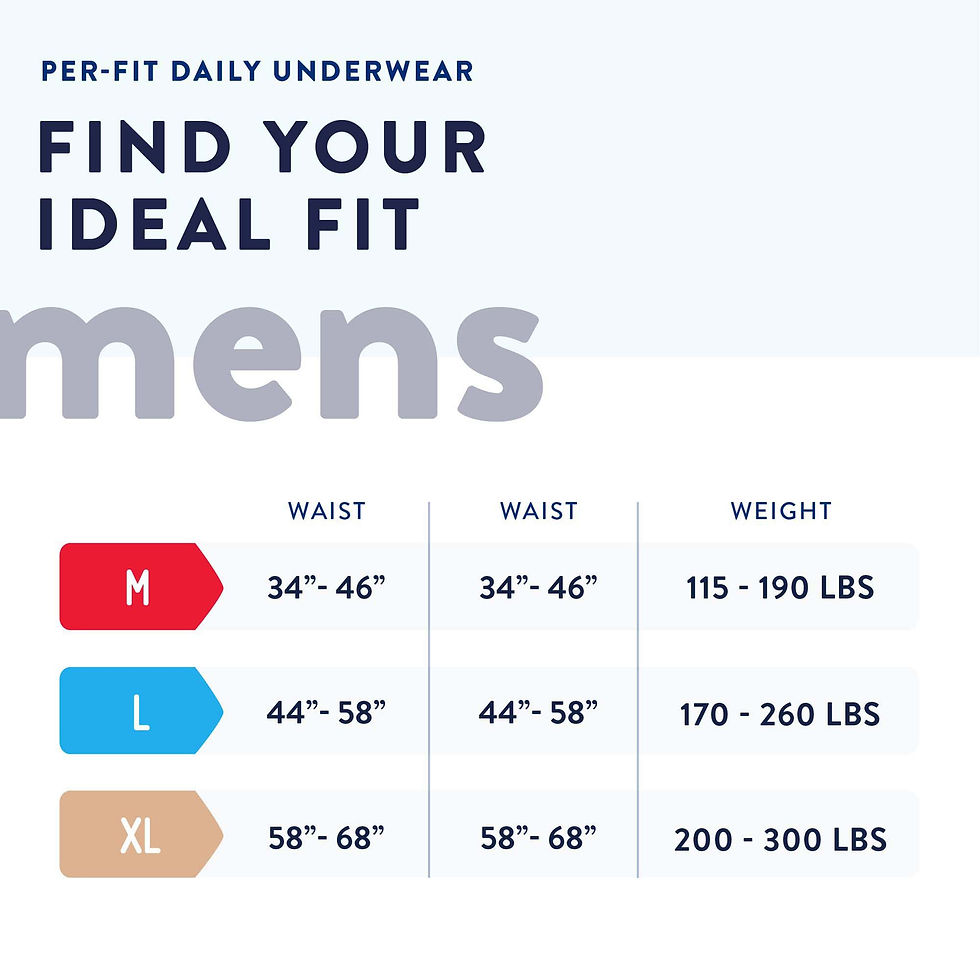 Prevail® Per-Fit® Men Adult Moderate Absorbent Underwear, X-Large, White - MCK-881921_sizechart.jpg