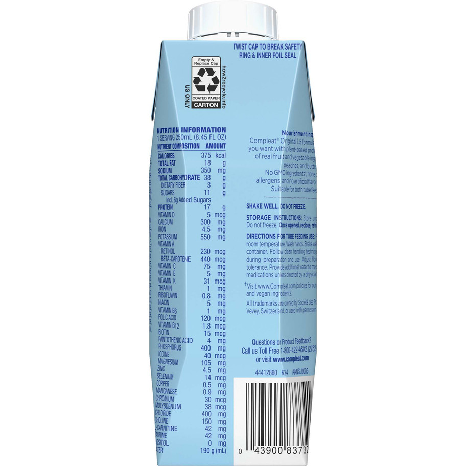 Compleat® 1.5 Original Plant-Based Tube Feeding Formula, Fruit Medley, 250 mL - MCK-1242695_back_.jpg