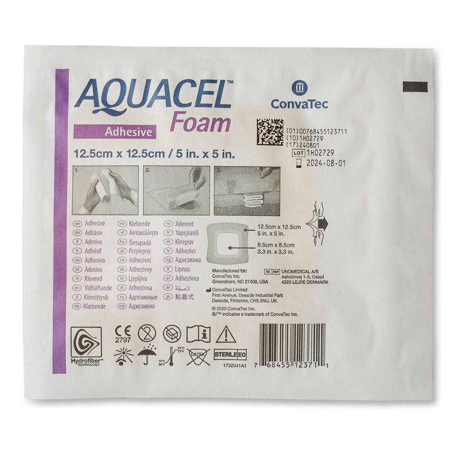 Aquacel® Silicone Adhesive with Border Silicone Foam Dressing, 5 x 5 Inch - MCK-802594_front.jpg
