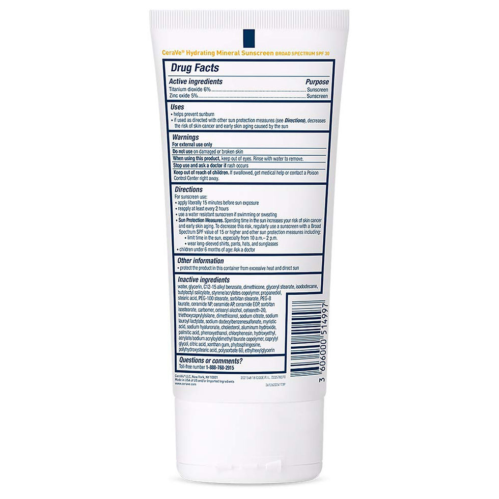 CeraVe® Hydrating Mineral Sunscreen for Body SPF 30, 5-ounce Tube - MCK-1253459_back.jpg