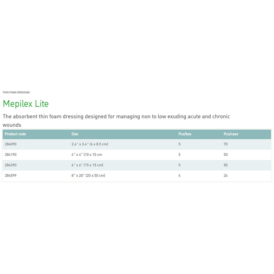 Mepilex® Lite Soft Silicone Foam Dressing, 15 x 15 Centimeter - MCK-580917_sizechart.jpg