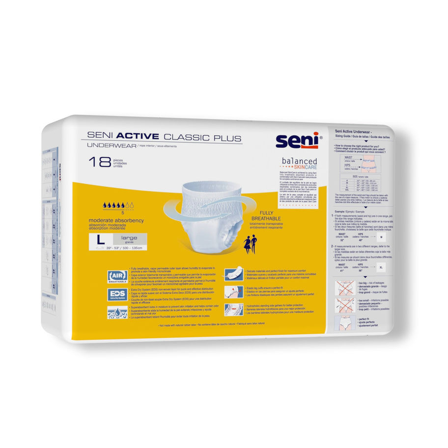 Seni® Active Classic Plus Moderate Absorbent Underwear, Large - MCK-1163842_pkgback_.jpg