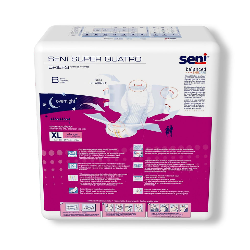 Seni® Super Quatro Severe Absorbency Incontinence Brief, Extra Large - MCK-1163839_pkgback_.jpg