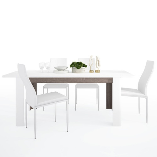 Chelsea Living Extending Dining Table 4 Milan High Back Chair White Beagle Furniture