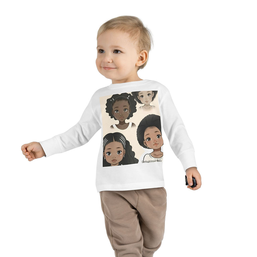 Thumbnail: Diverse Faces Toddler Long Sleeve Tee - Cute Character Design