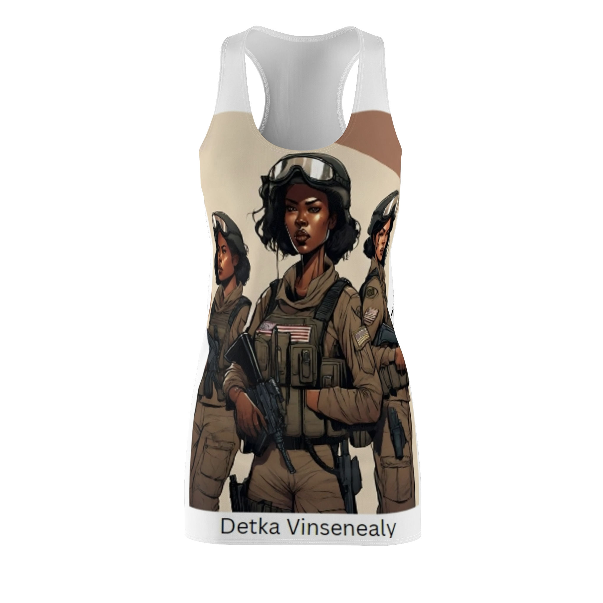 Women's Cut & Sew Racerback Dress: Military-Inspired Design