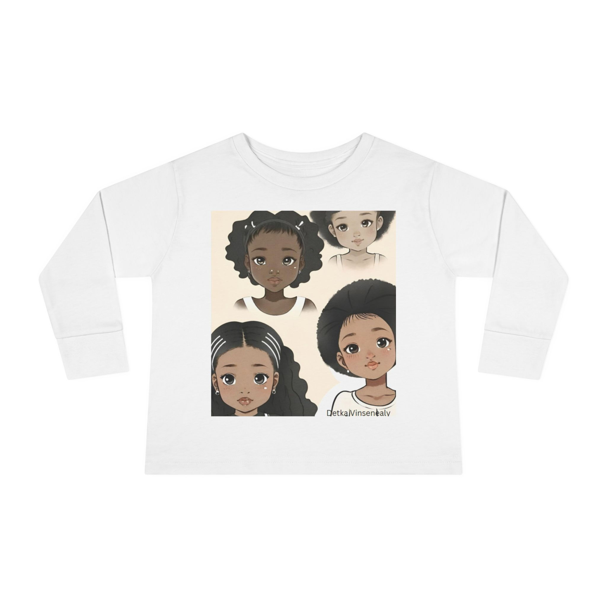 Diverse Faces Toddler Long Sleeve Tee - Cute Character Design