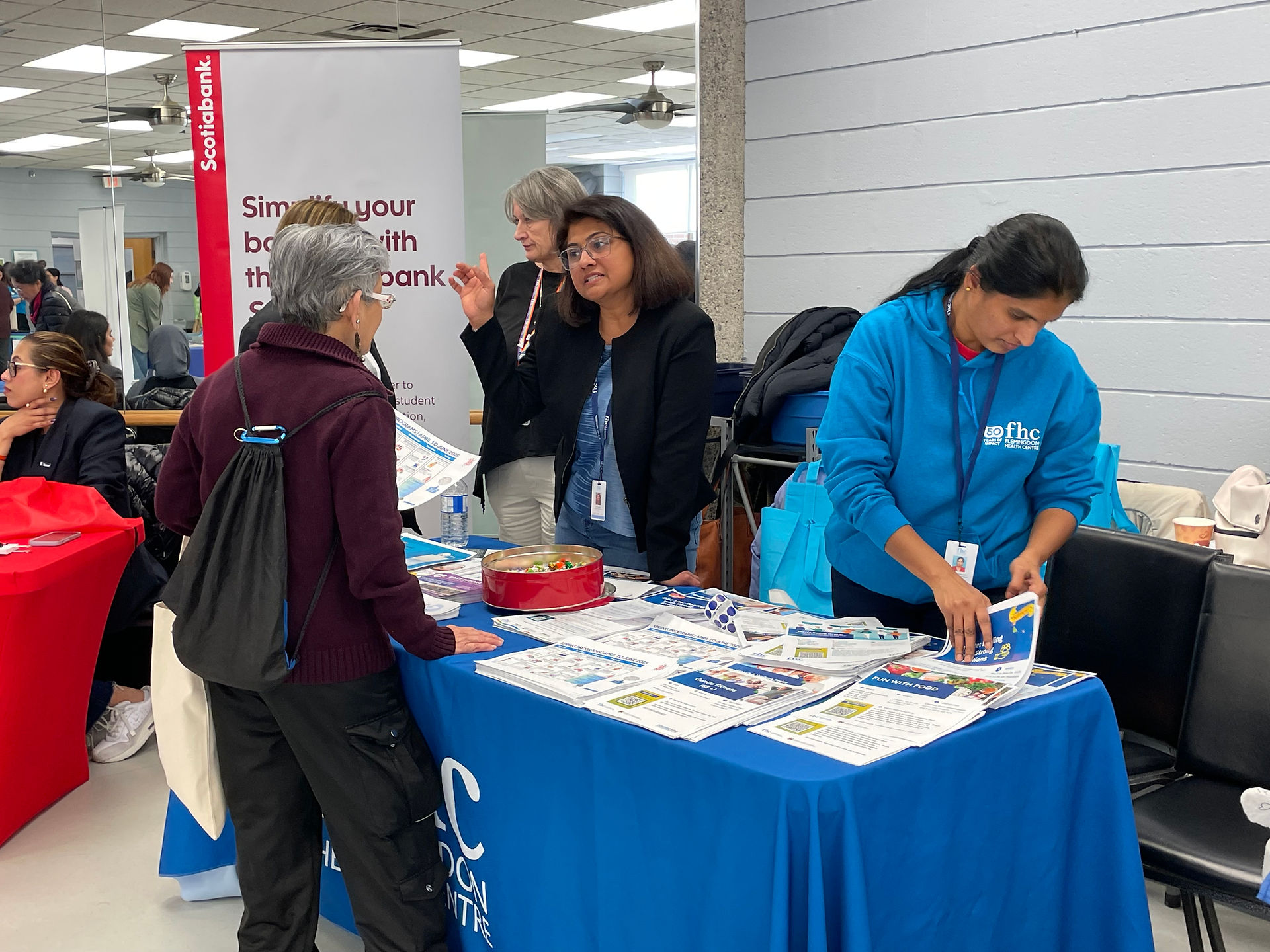 Sonia Saini (left), Flemingdon Health Centre, with a community member.