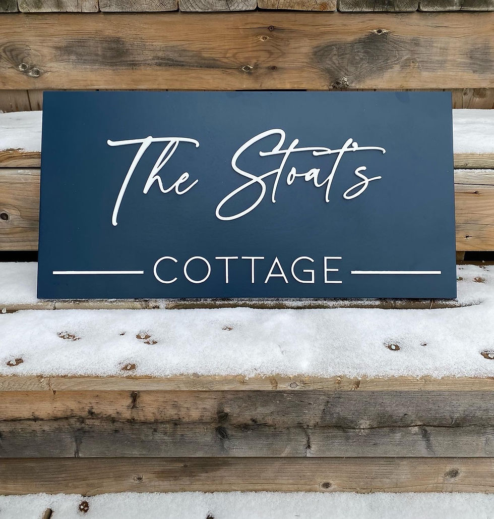 Navy Blue and White Personalized Cottage Sign