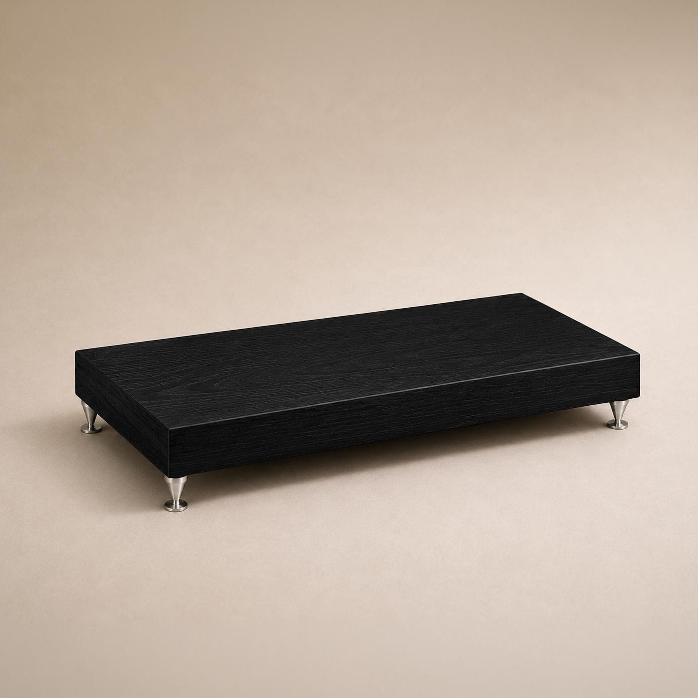 Custom Size Black Wood Audio Isolation Platform, HiFi Equipment Stand, Turnta...