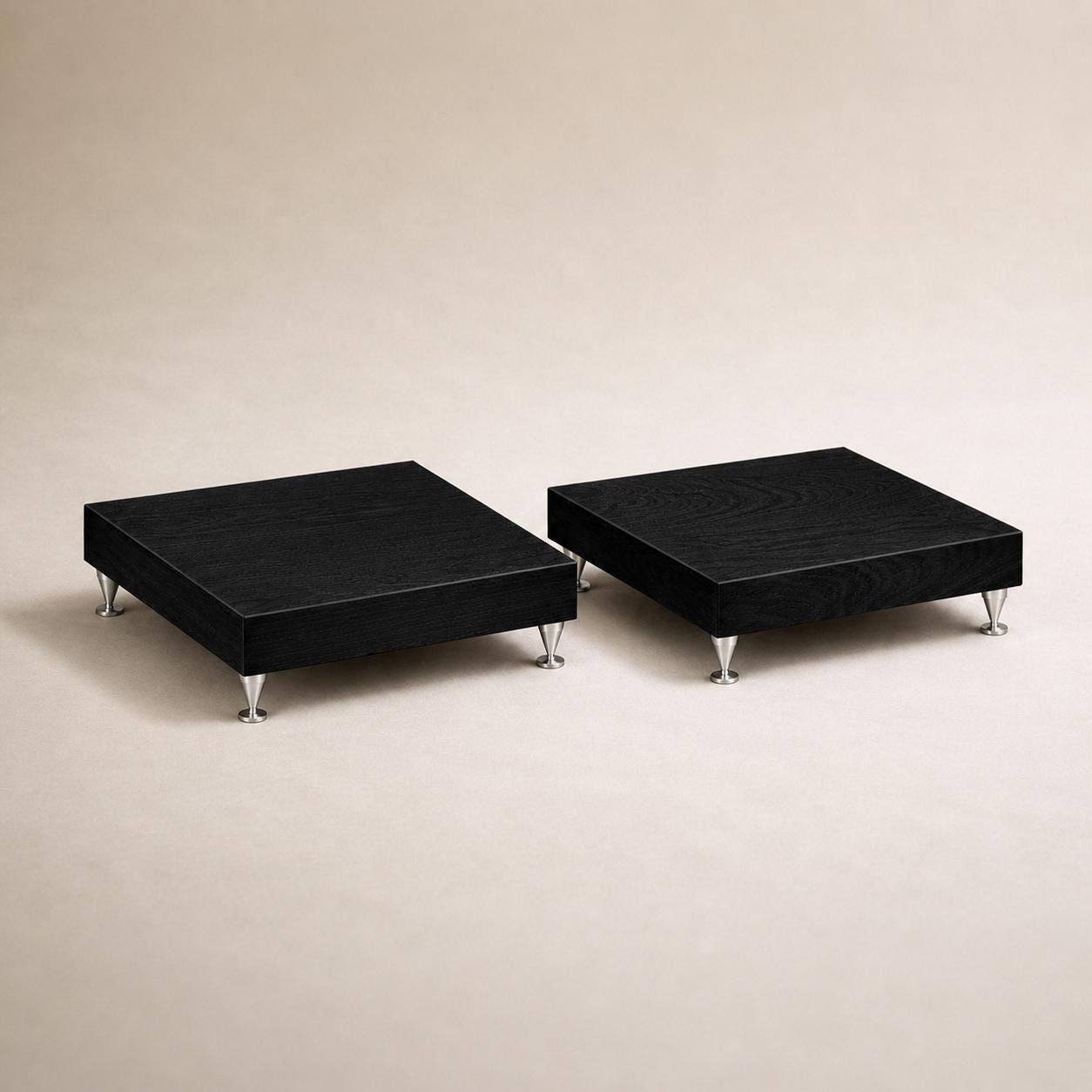 Solid Wood Speaker Stands, Black HiFi Isolation Platforms (Set of 2)