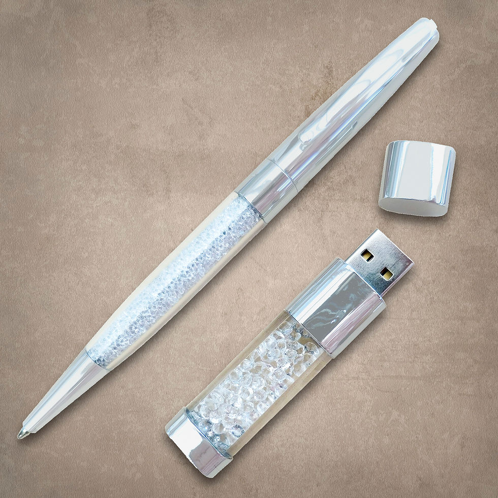 Thumbnail: Set of Crystal USB & Matching Pen (Clear)