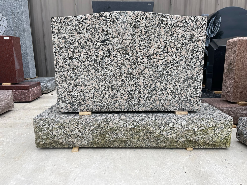 Thumbnail: Granite Headstone Gris Monadriz Serpentine Monument Pink and Black and White MN-02B