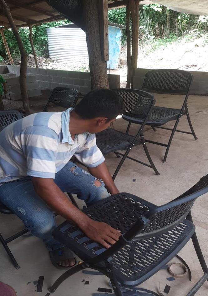 We received a donation of chairs that need some repairing.
