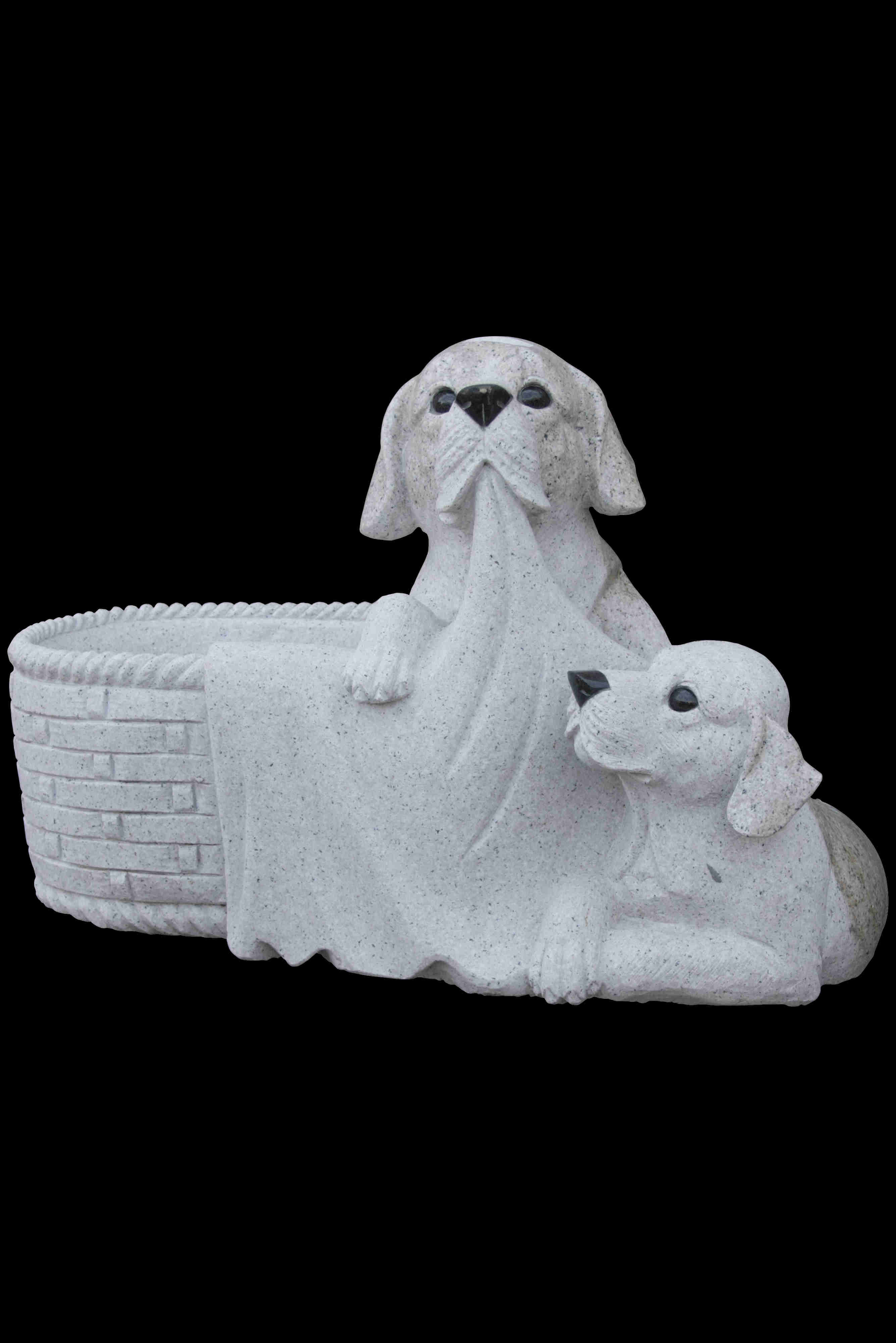Granite Dog Sculpture Planter