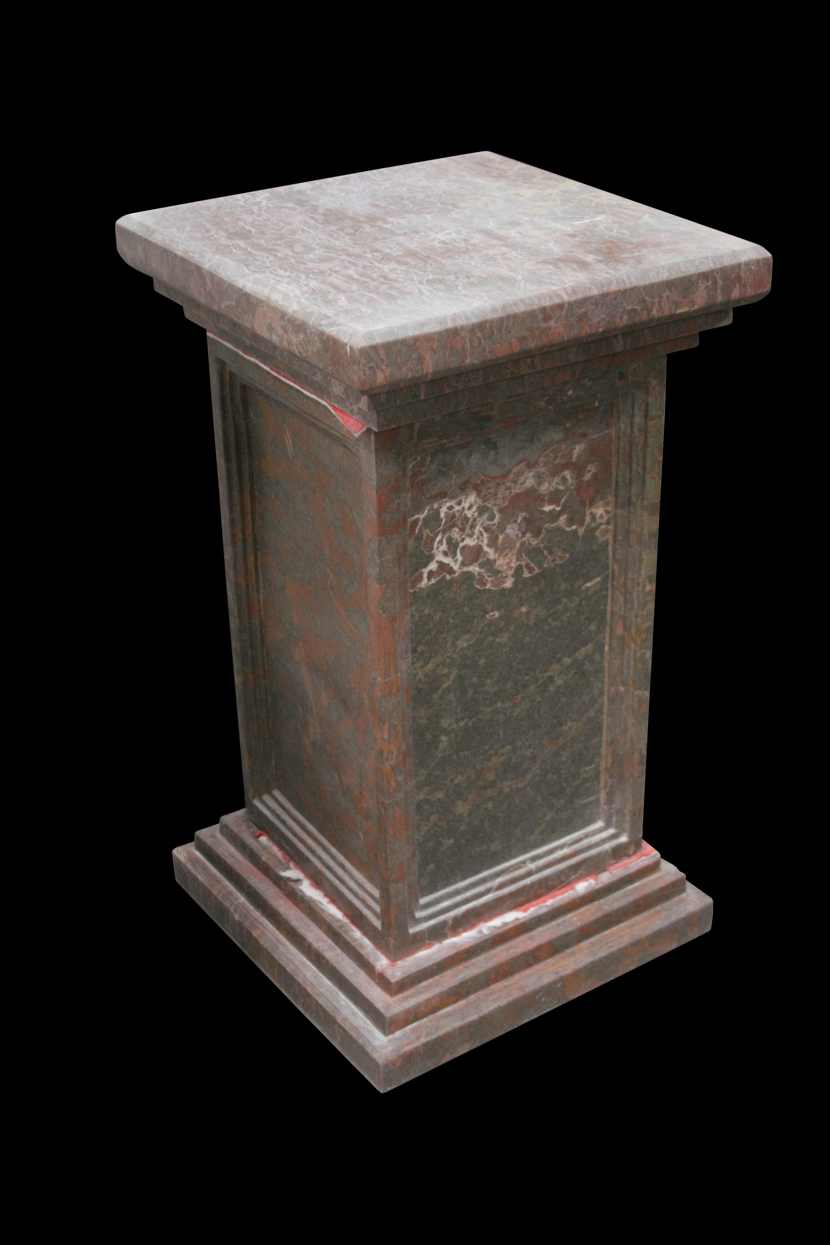Red and Brown Marble Natural Stone Square Pedestal