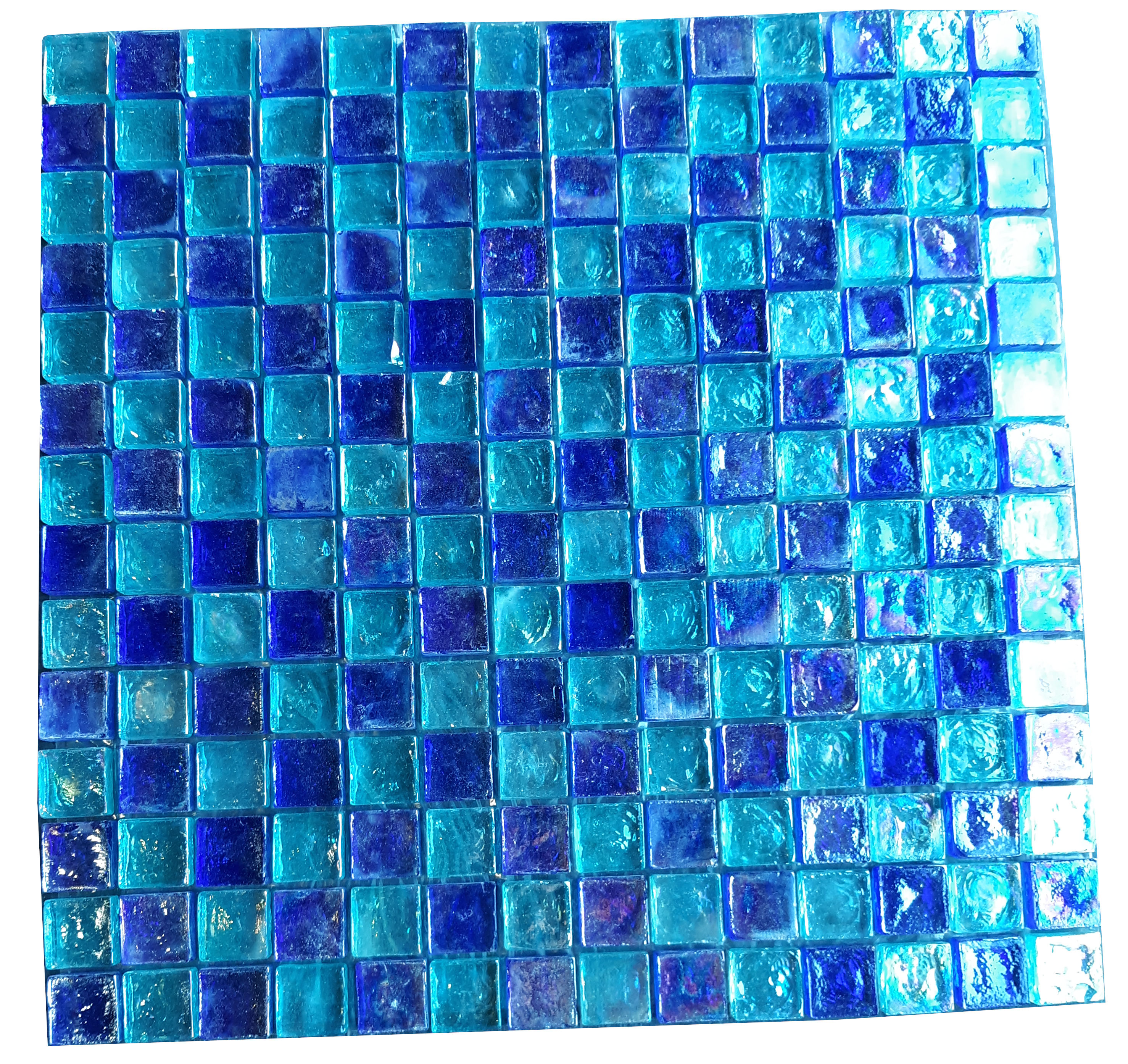 12" x 12" Blue and Sea Blue Mix Glass Mosaic Tile T-21