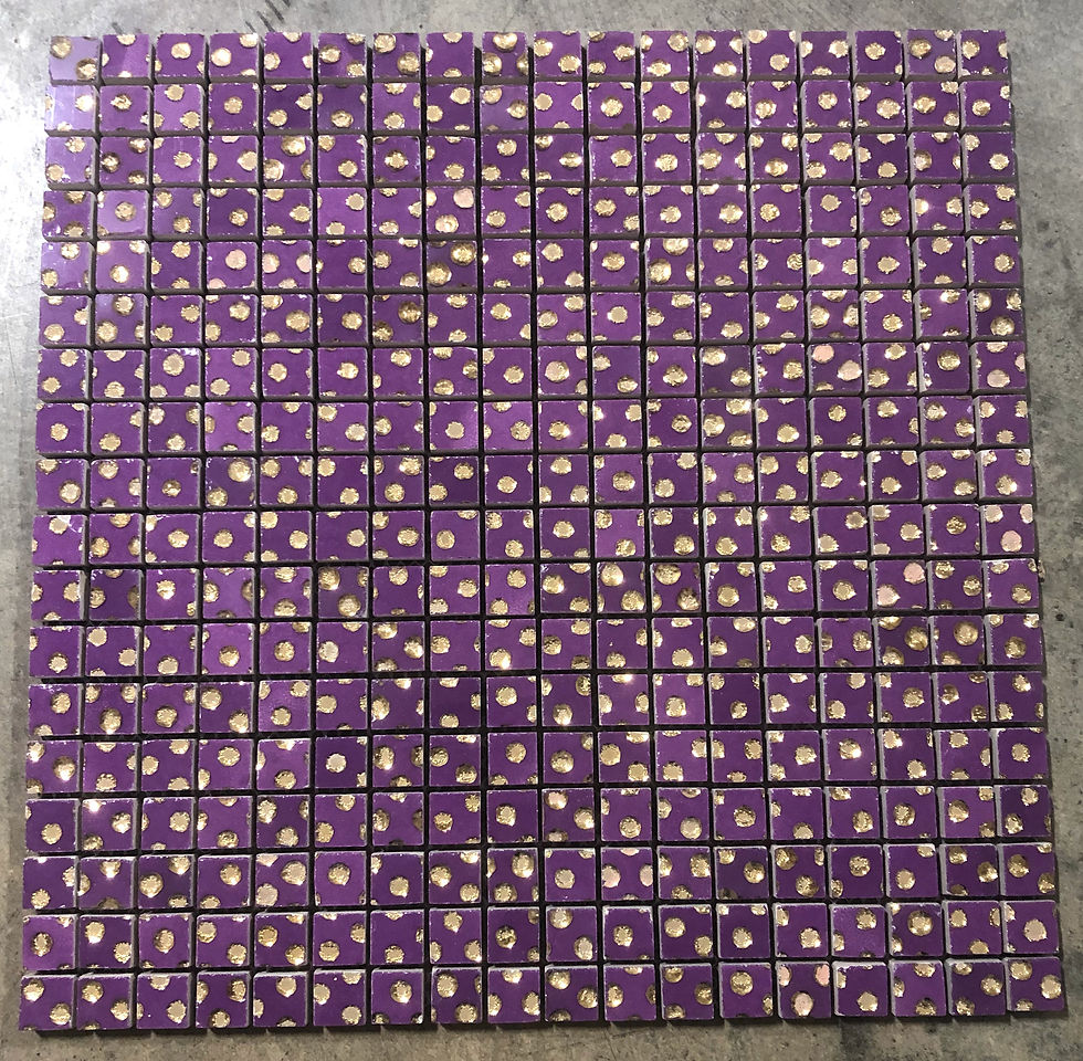 Thumbnail: Purple Tile Backsplash With Gold Dots Mosiac Tile T-10 Four Sheets Together