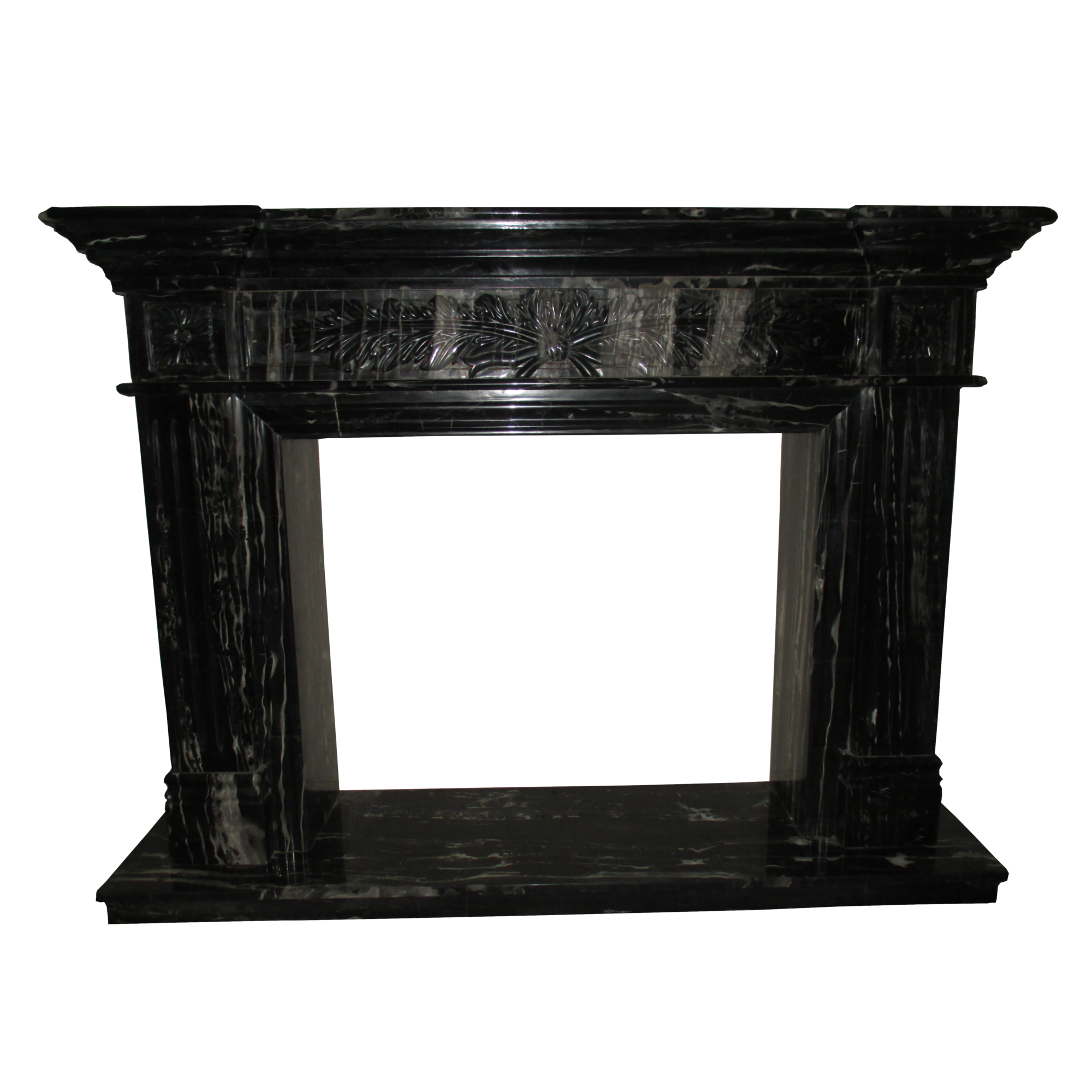 Black and White Marble Fireplace Mantel Surround