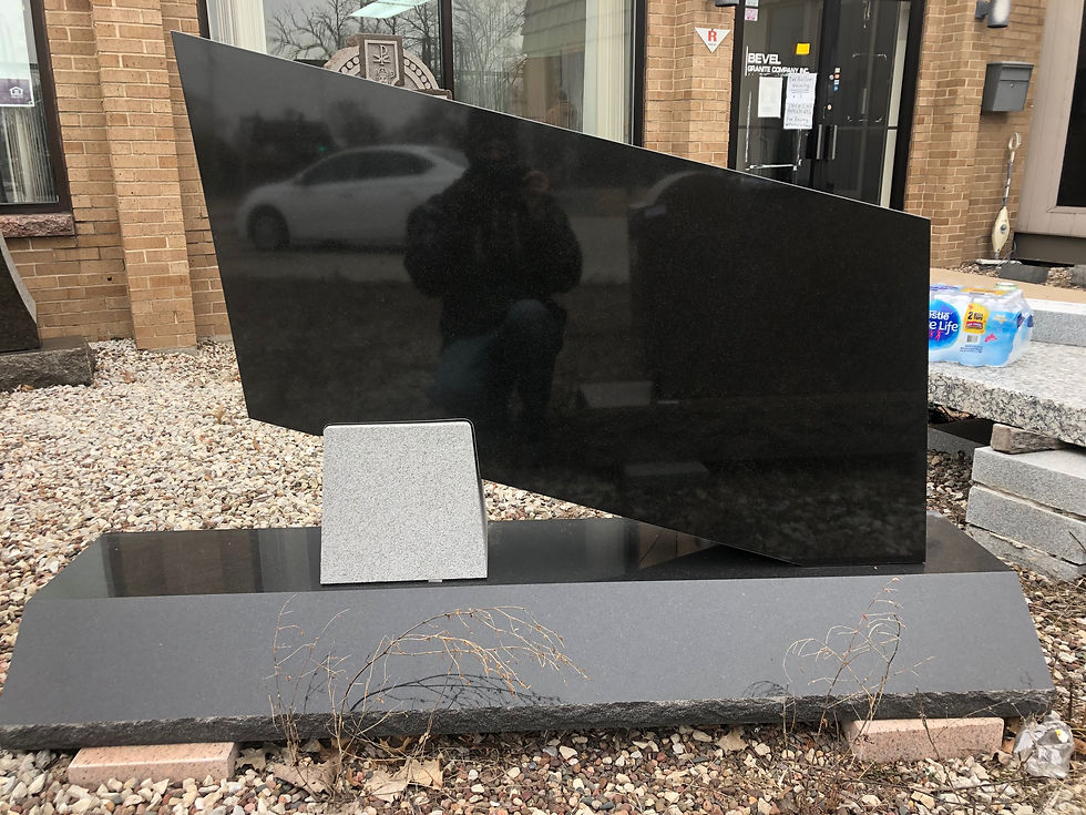 Thumbnail: Black Granite Tilted Rectangular Monument Headstone MN-283