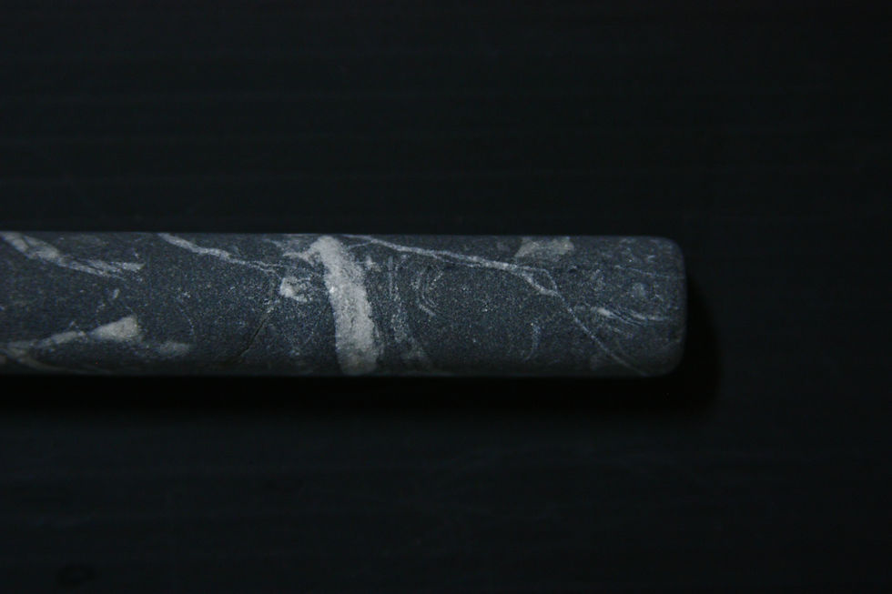 Thumbnail: 4" Long Cigarro Black Marble Chair Rail Tile Molding
