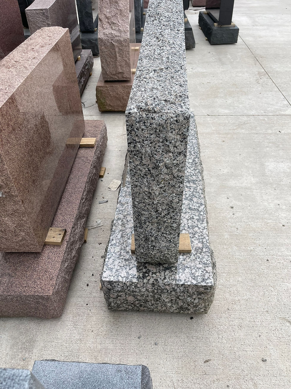 Thumbnail: Granite Headstone Gris Monadriz Serpentine Monument Pink and Black and White MN-02B