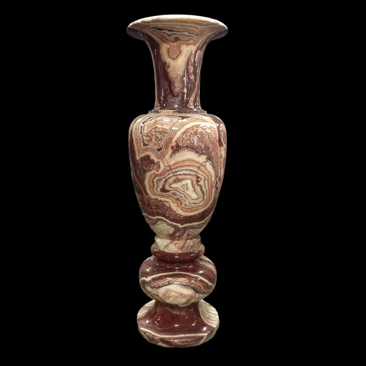 Large Decorative Marble Vase  Dark Strawberry Red Swirl