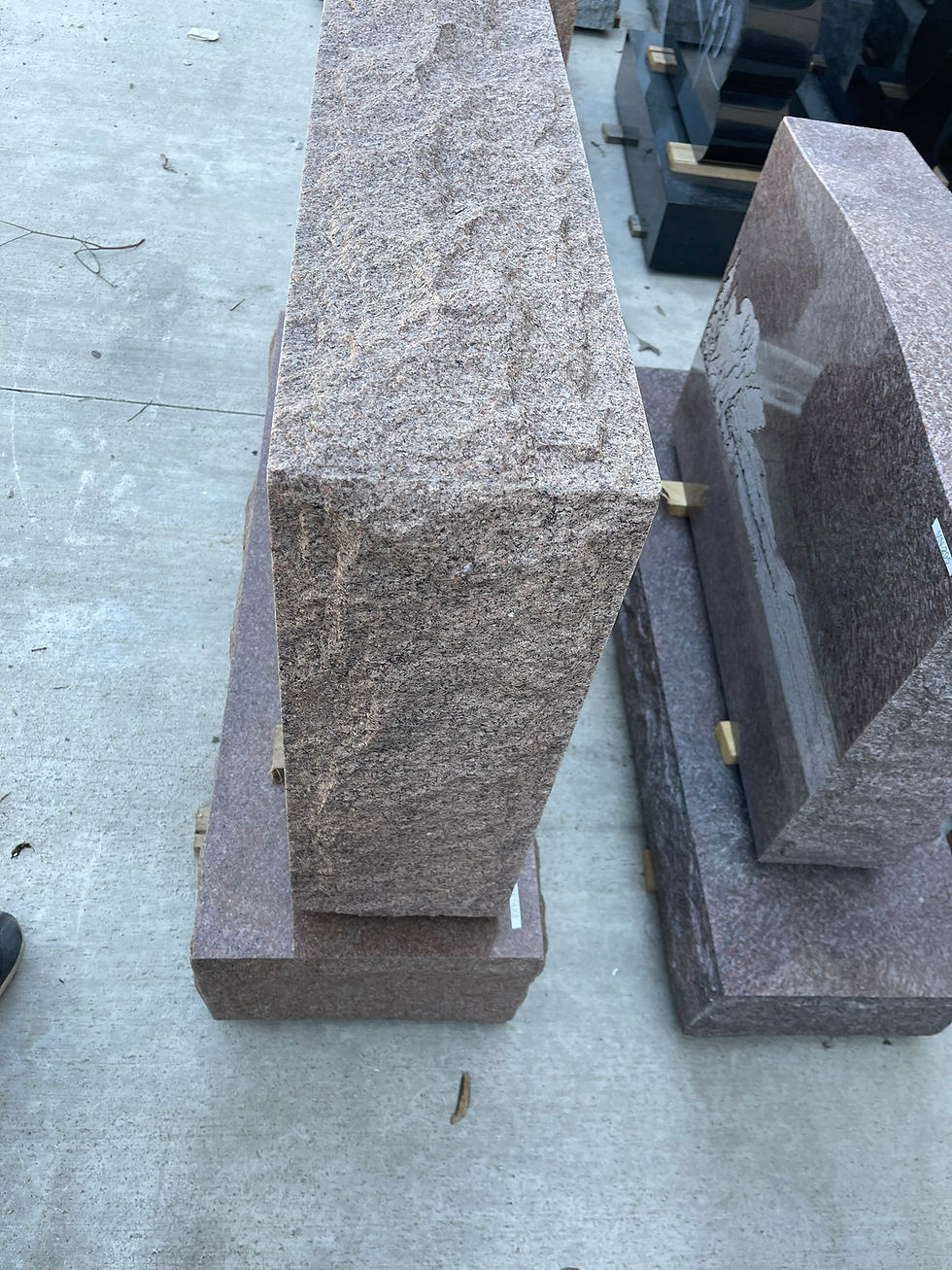 Thumbnail: Brown Serpentine Granite Monument Headstone MN-08B