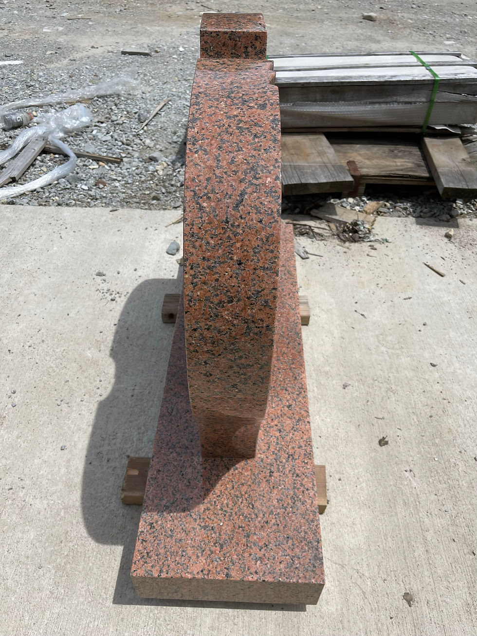 Thumbnail: Salmon Granite Shell Two Table Monument Headstone MN-275