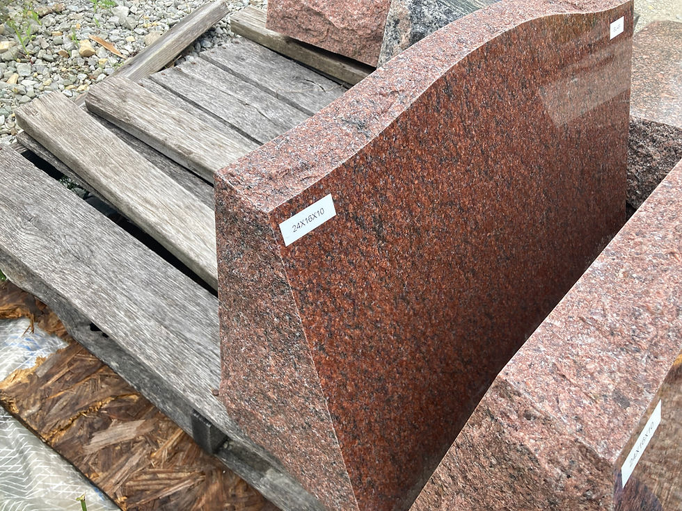 Thumbnail: Red Granite Serpentine Slant Monument Headstone SL-49