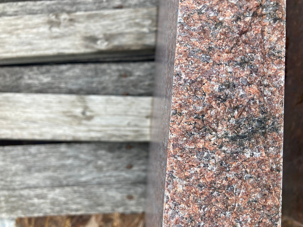 Thumbnail: Red Granite Serpentine Slant Monument Headstone SL-49