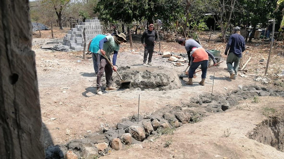 By the grace of God, we continue to make progress. We are grateful for His provision as we build
the fence foundation using rocks.