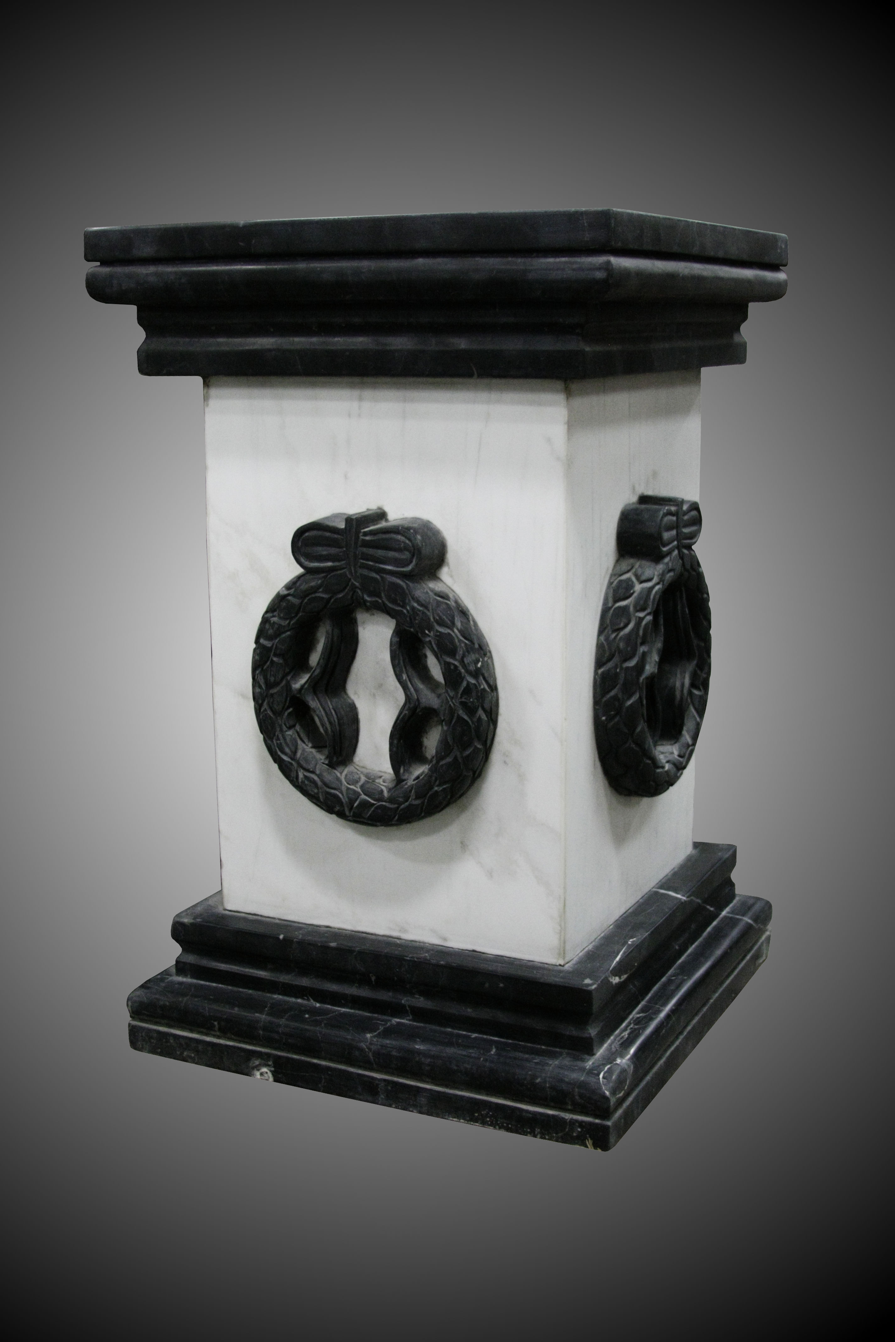 Black and White Marble Square Natural Stone Pedestal