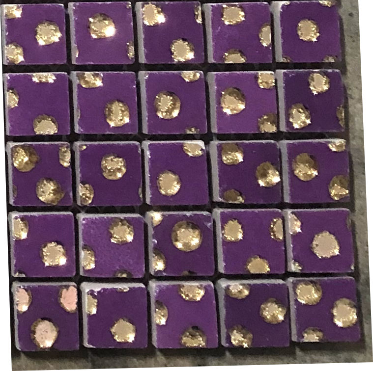 Thumbnail: Purple Tile Backsplash With Gold Dots Mosiac Tile T-10 Sample Piece Pic