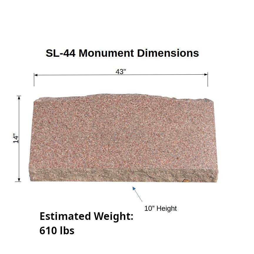 Pink Rose Granite Slant Headstone Monument 43x14x10 SL-44 Dimensions Photo