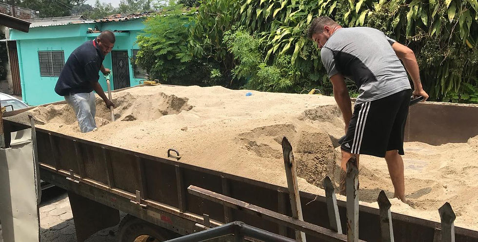 We thank the Alma Twin Cities and Ithaca SDA Churches for their donation. By God’s grace, we
received a truckload of sand and some rebar.