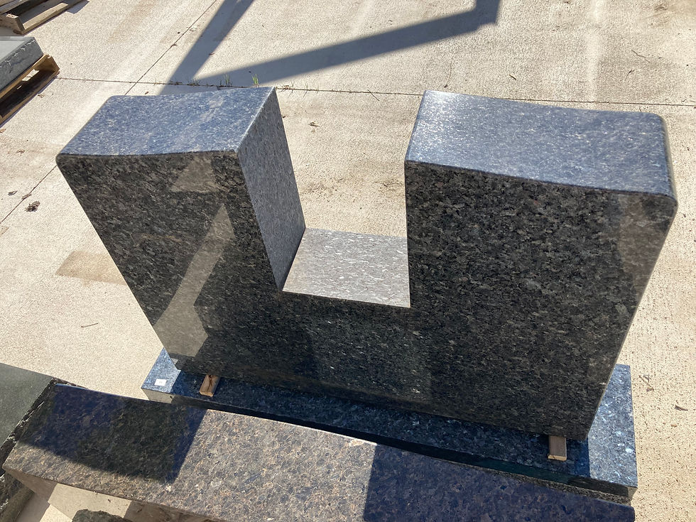 Thumbnail: Blue Pearl Monument Headstone Carved Roses MN-47B